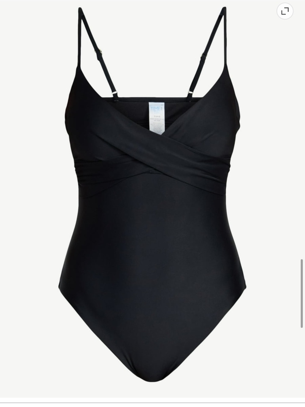 Time and Tru Black One-Piece Swimsuit with Twist Front